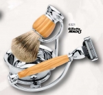 Shaving Set 4 Olivewood, Silvertip Badger Hair shaving brush