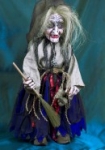 Witch Marionette with rolling eyes handmade in Prague