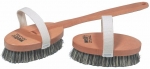 Wellfit Back Brush, The Health Brush. Steemed waxed beechwood, removable handle, cotton strap, bristles: mixture of horsehair and natural plant fibre, very good for dry massage to improve circulation and metabolism. Made in Germany