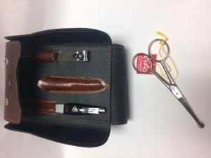 Antique leather Manicure Set nasal hair scissors tweezers nail cuticle nipper clipper clipser stainless steel Made in Germany