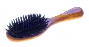 natural hair brush oiled olive wood, natural boar's bristles in cushion, 15 x 5 cm, Made in Germany
