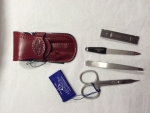 Manicure Set Leather 3, Inox, Black, Brown or Red