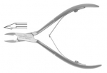Cuticle nipper, length: 4", cutting length: 10 mm. Professional quality stainless steel beauty tool Made in Germany by Rudel Instruments.