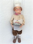 Pastry Chef Marionette hand made in Germany, ceramic face, hands, shoes, glass eyes. Made in Germany
